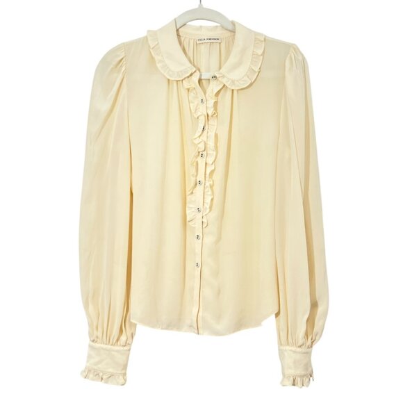 Ulla Johnson Philipa Silk Button Front Shirt Blanc Ivory Size 2 Pre-Loved $425 - Picture 1 of 5